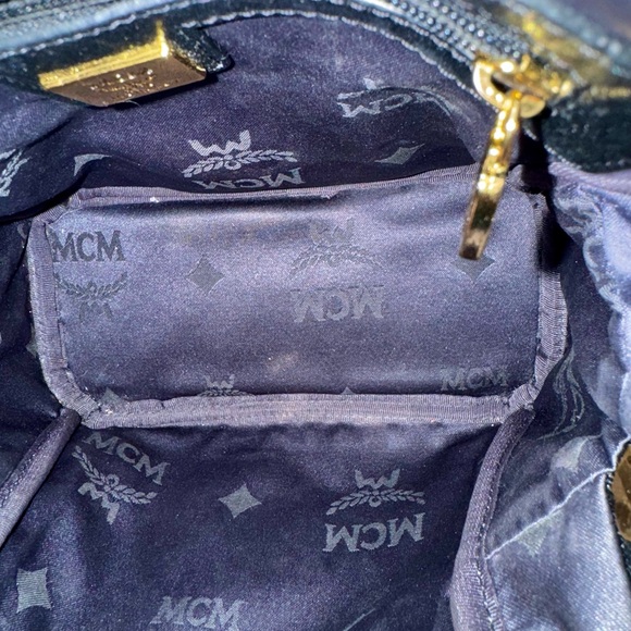 MCM Visetos Studded Colorblock Small Stark Brock Backpack Black - Picture 9 of 14